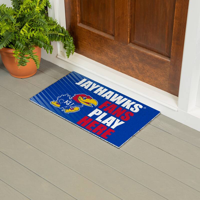 28 in. x 16 in. University of Kansas "Fans Play Here" PVC Door Mat