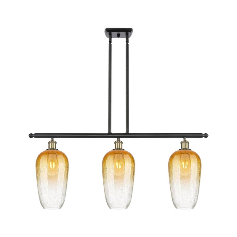 Innovations Lighting Endless Possibilities Ballston - Brookhaven Flute - 3 Light 36" Stem Hung Island Light - Black Antique Brass/Amber