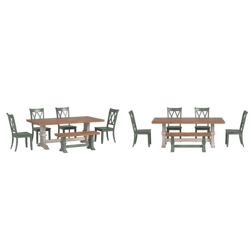Ronda 78.7" Rectangular Solid Wood Top Dining Set with X-Back Chairs