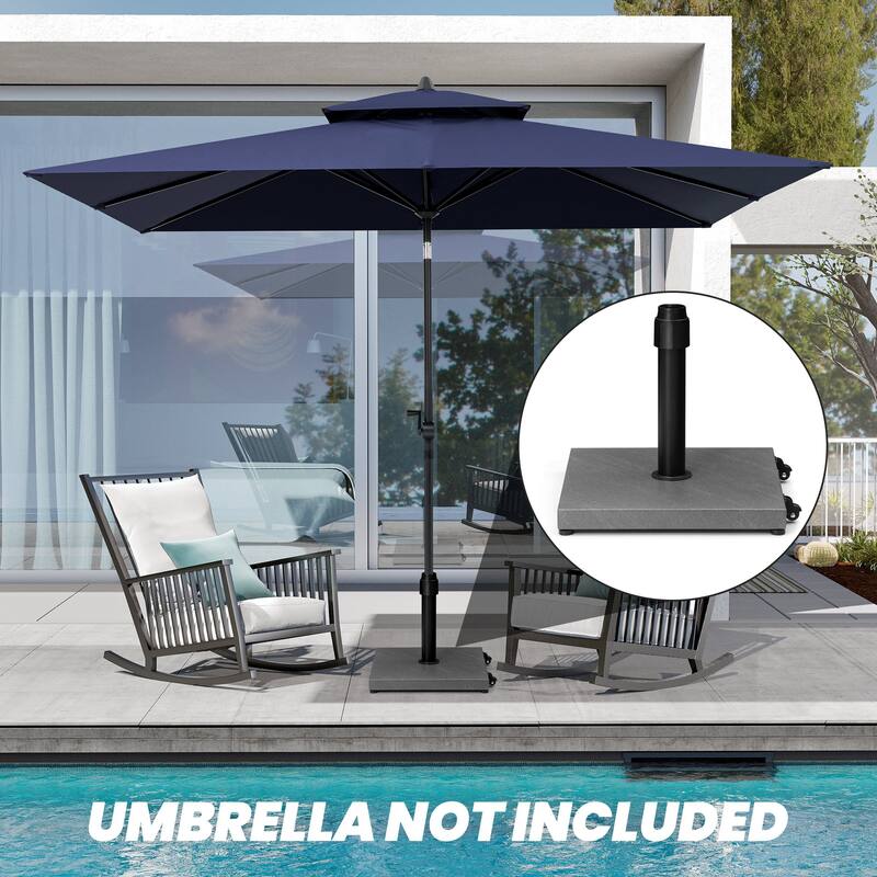 Outdoor Market Umbrella Base Holder Square Concrete / Cement Metal w/Wheels