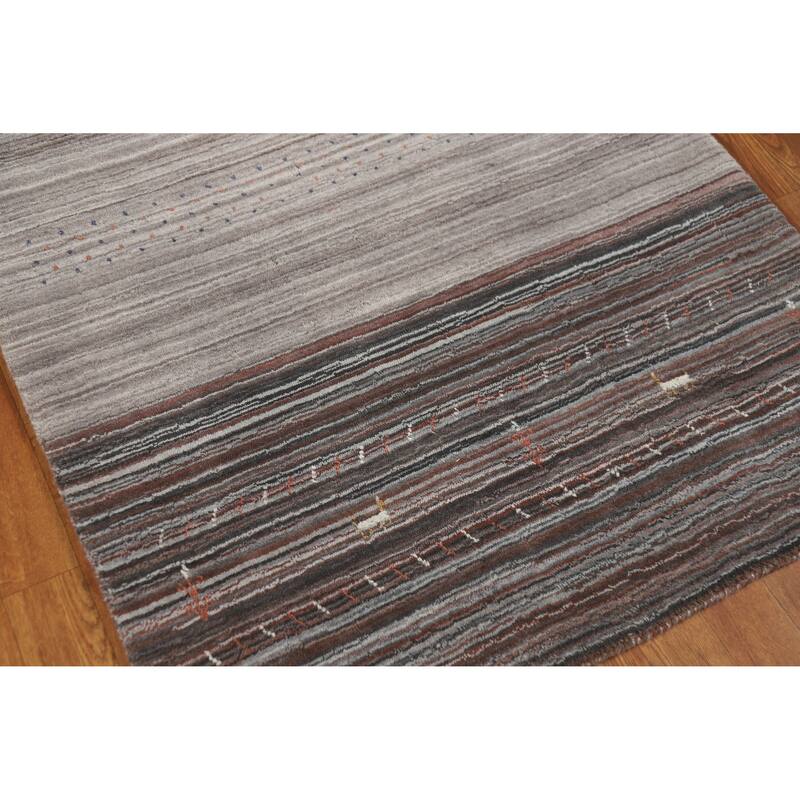 Animals Tribal Gabbeh Indian Runner Rug Handmade Wool Carpet - 3'4" x 10'2"