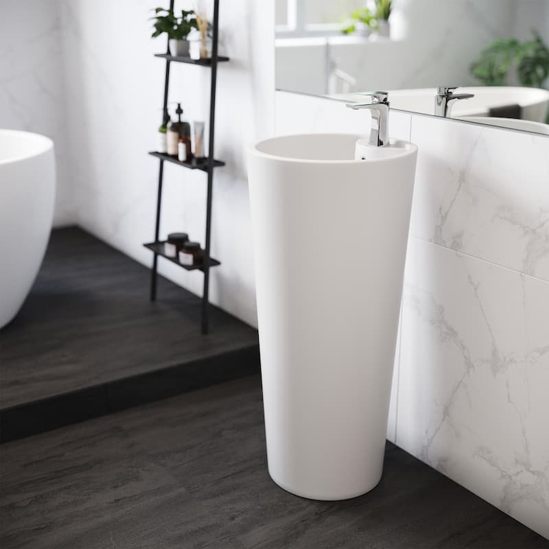 Monaco Circular Basin Pedestal sink - Glossy White