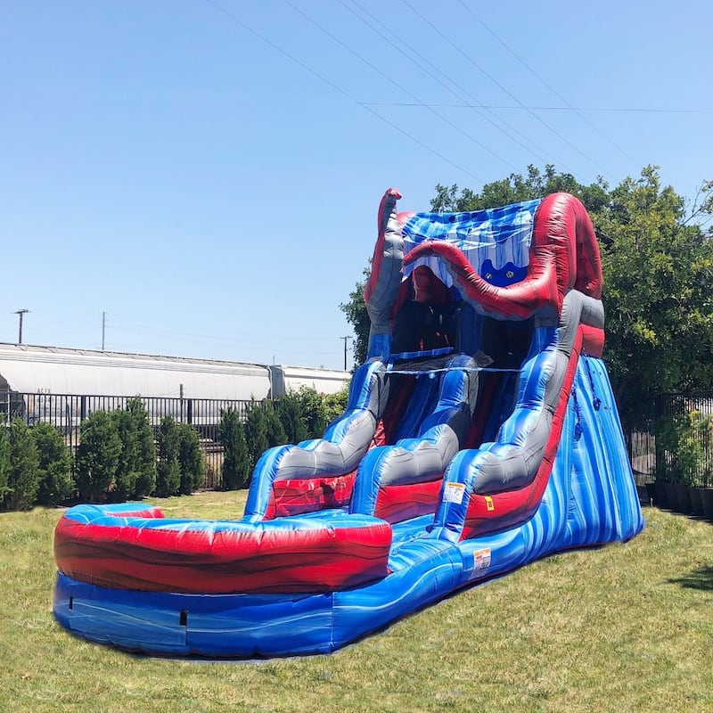 JumpOrange 15' Ocean Battle Commercial Grade Inflatable Water Slide w/ Detachable Deep Pool & Air Blower, Outdoor Play