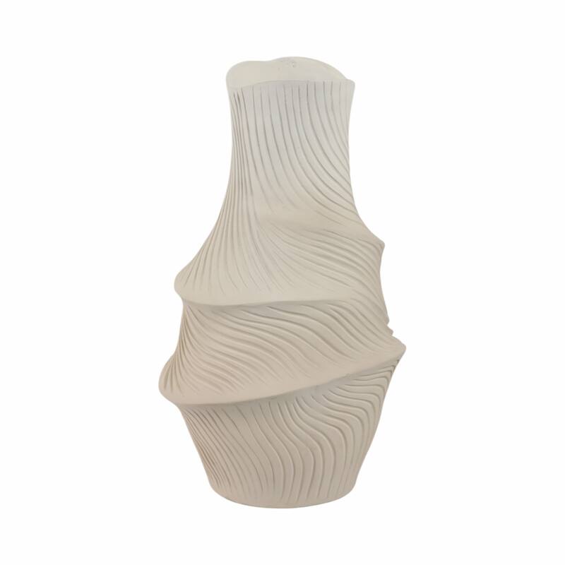Resin Vase with Sculptural Textured Design and Curved Detailing