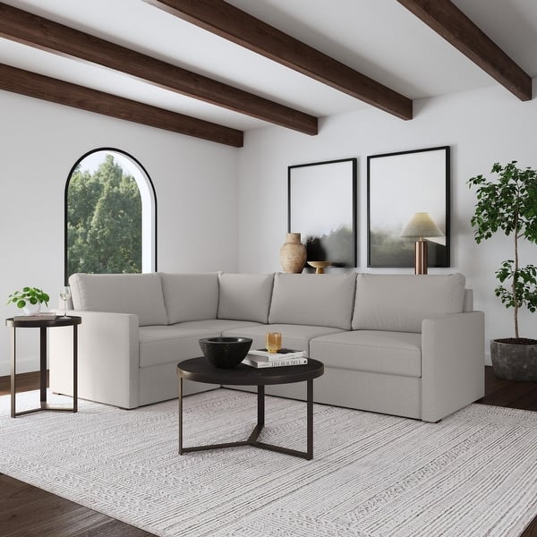 slide 2 of 27, Flexsteel Fabric 4-Seat Modular Sectional in Light Tan
