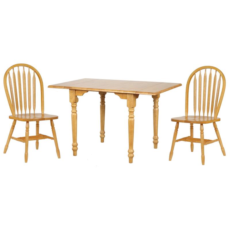 Extendable Dining Set - 34-48" Rectangular Table with 2 Retro Chairs - Light Oak Wood