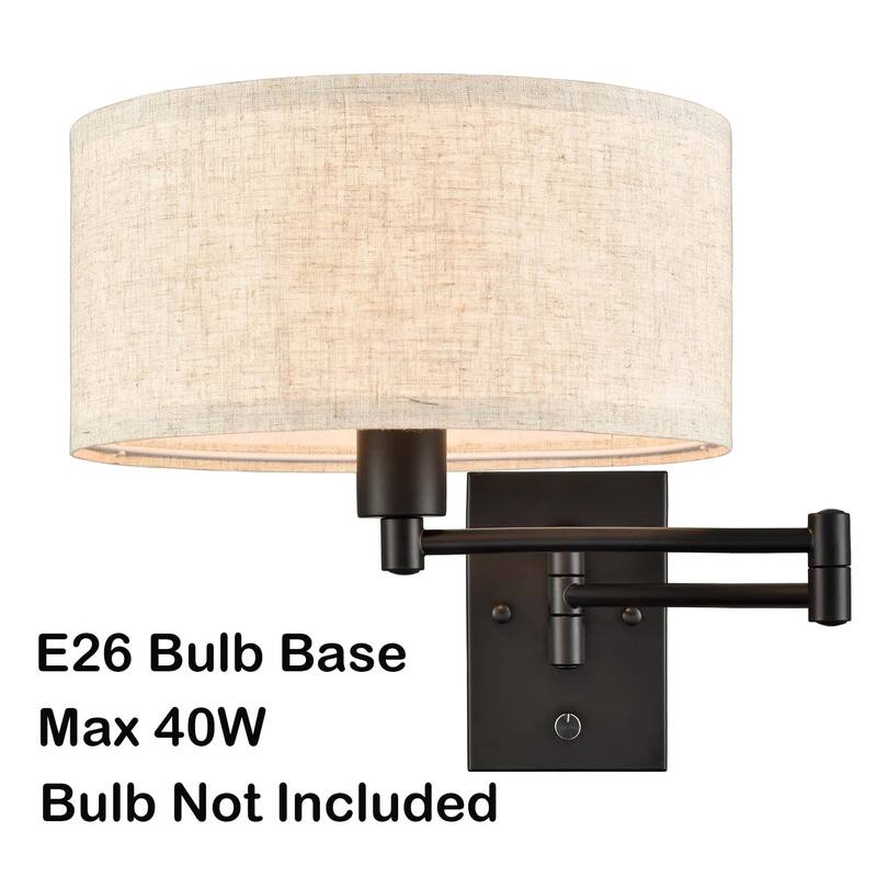 Cagli Black & Beige Shade Wall Sconces Plug-in & Hardwired Swing Arm Wall Lights, 1-Light