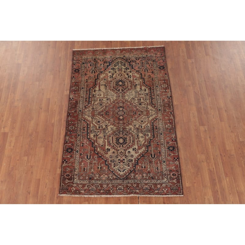 Geometric Bakhtiari Persian Antique Area Rug Wool Carpet - 4'1"x 6'6"