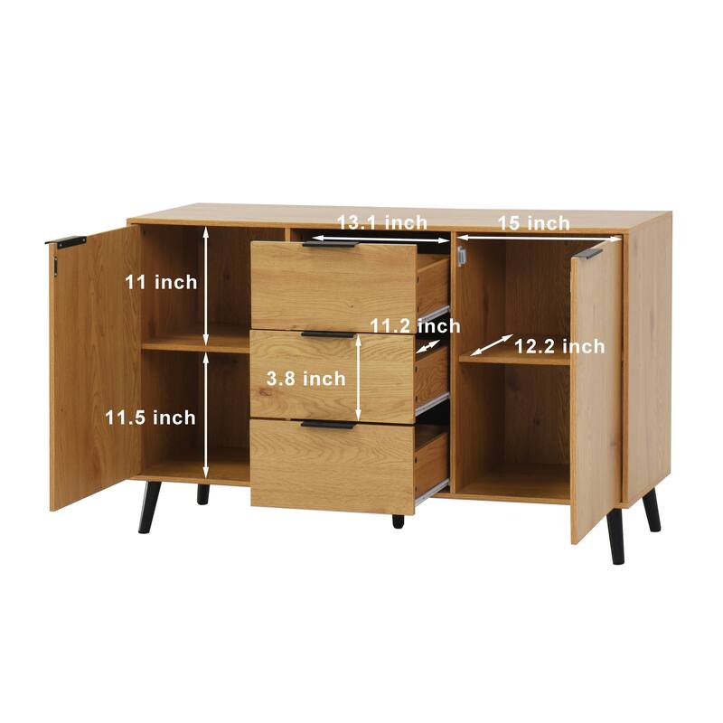 Sideboard Buffet Cabinet with 3 Drawers and 2 Doors