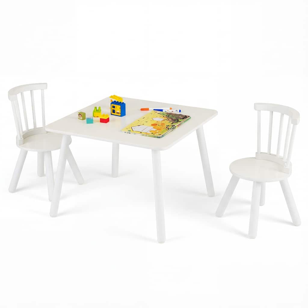 Gymax 3PCS Toddler Furniture w/Pine Wood Frame Curved Backrest Round