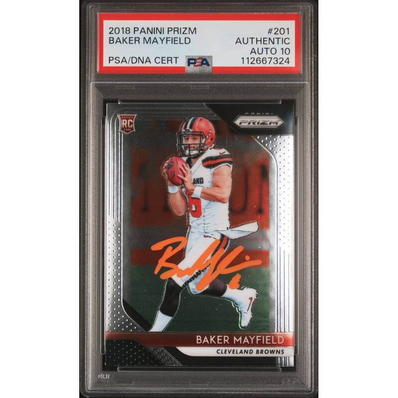 Baker Mayfield 2018 Panini Prizm Signed Rookie Card #201 Auto PSA 10 112667324 - 8' x 11'