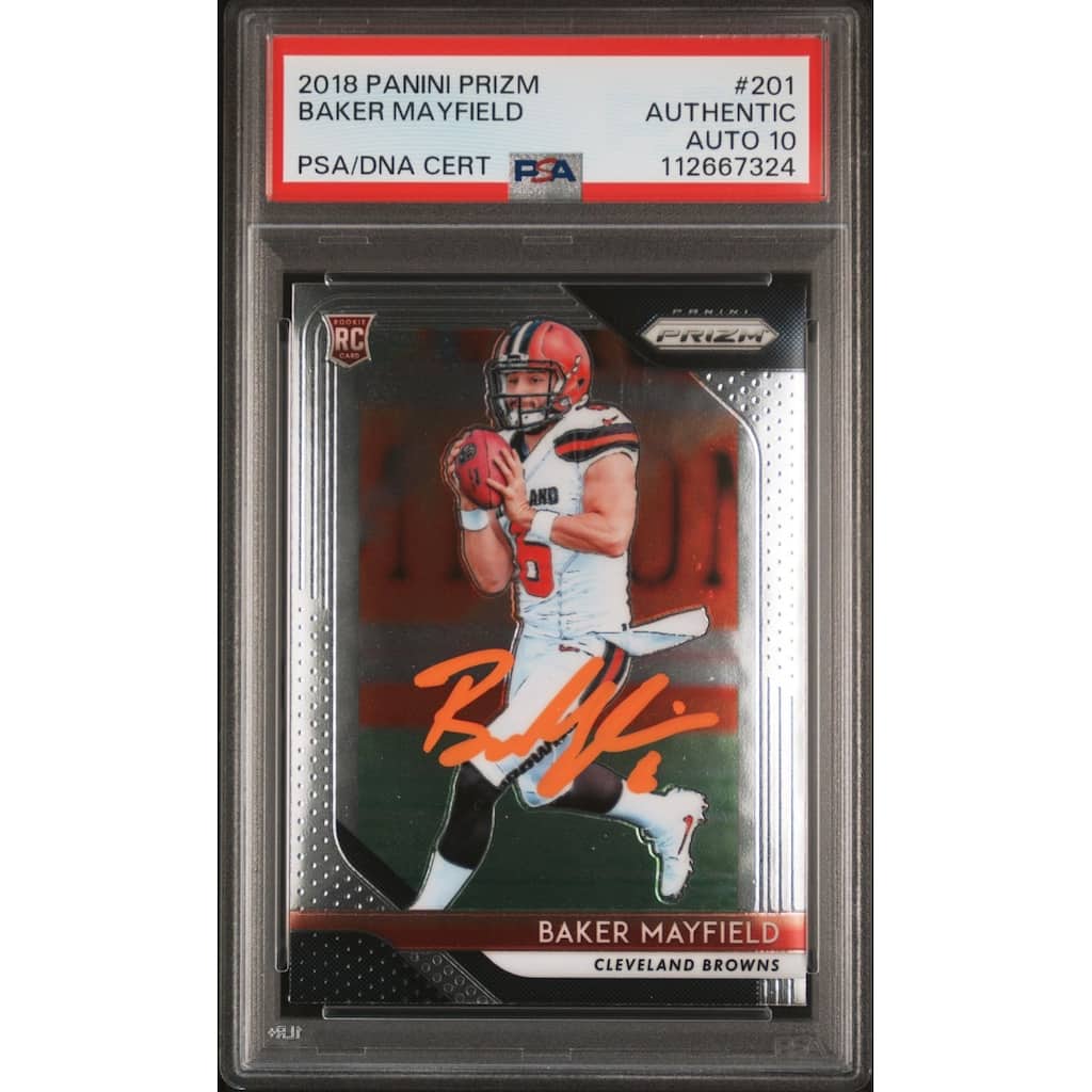 Baker Mayfield 2018 Panini Prizm Signed Rookie Card #201 Auto PSA 10 112667324 - 8' x 11'