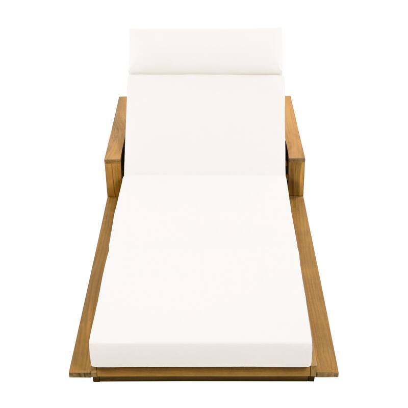 Christopher Knight Home - Modern Outdoor Solid Wood 4-Fold Adjustable Backrest Chaise Lounge with Rope Accents & Foam Cushion