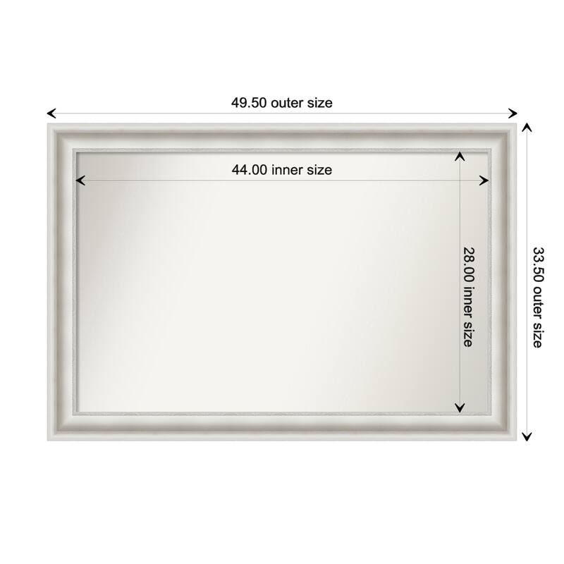 Parlor White Framed Non-Beveled Custom Wall Mirror, Bathroom Vanity Mirror - Outer Size: 49.5 x 33.5