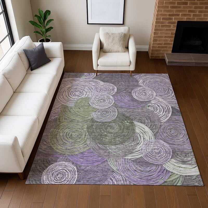 Machine Washable Indoor/ Outdoor Modern Twister Chantille Rug