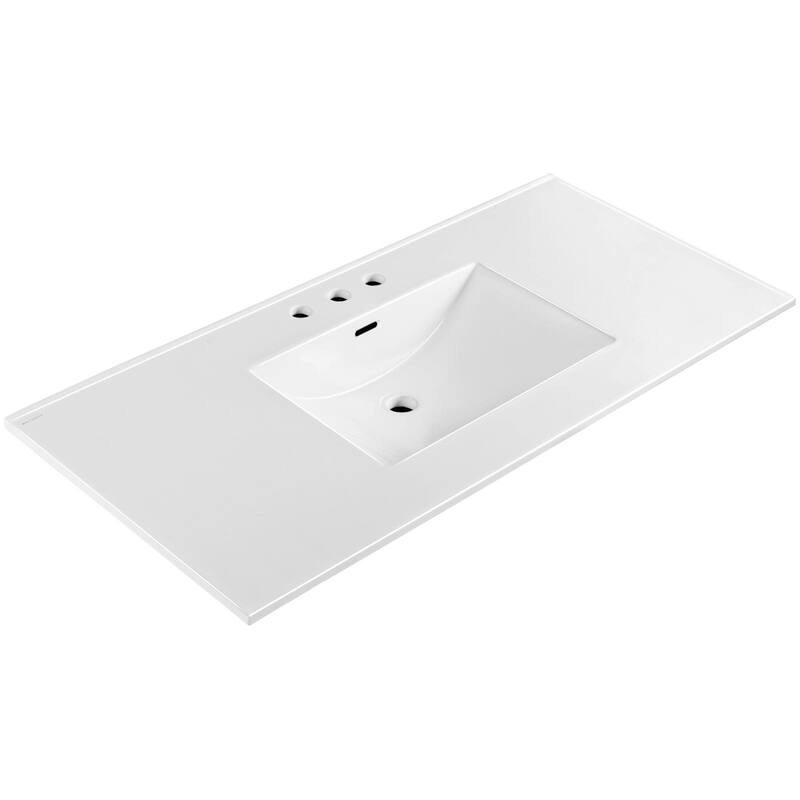 Whitehaus WHCS4922-3H 49" Rectangular Vitreous China Drop In Bathroom - White