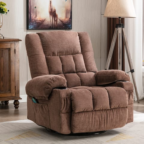 Oversized Massage Rocker and Swivel Recliner Chair with Heat and Vibration