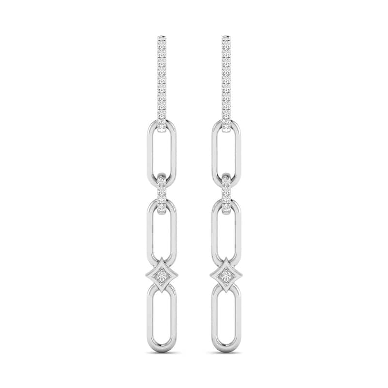 Marquee 1/4 CTW Diamond Dangle Earrings in 14K White Gold