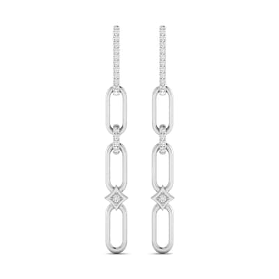 Marquee 1/4 CTW Diamond Dangle Earrings in 14K White Gold