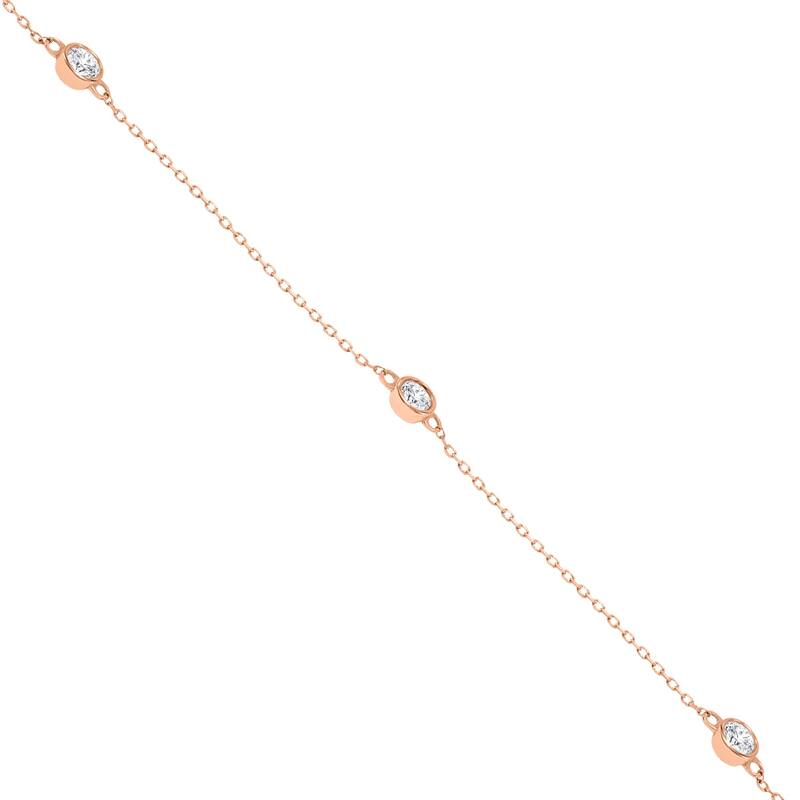 Marquee 1 1/2 Carat TW Bezel Set Diamond Station Necklace in 14K Rose Gold