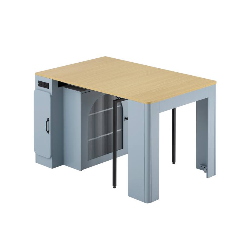 Modern Extendable Dining Table with Rolling Wheels and Integrated Power Outlet for Versatile Spaces