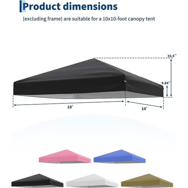dimension image slide 3 of 5, 10x10FT Canopy Replacement Top, Waterproof UV Resistant Tent Cover with Air Vent White