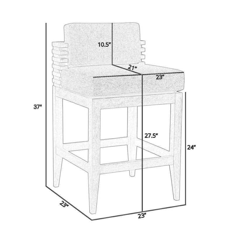 Hida 28 Inch Outdoor Patio Counter Stool Chair, Gray, Olefin Cushions