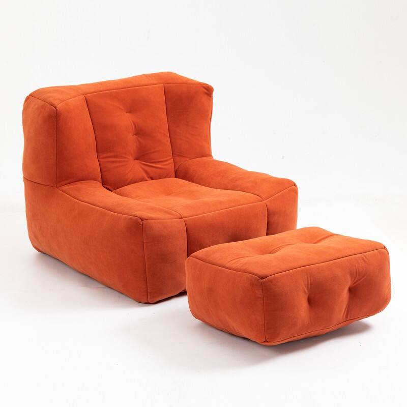 Fluffy Bean Bag Beanbag Chair with Memory Foam and Footrest