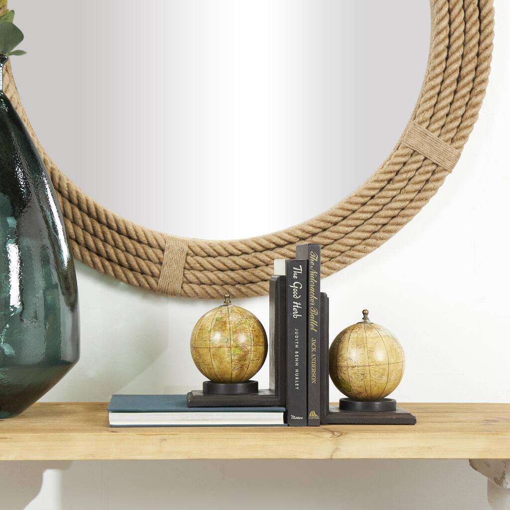 Brown Marble Arched 5 lbs Geometric Decorative Bookends with White Marble Tops (Set of 2)