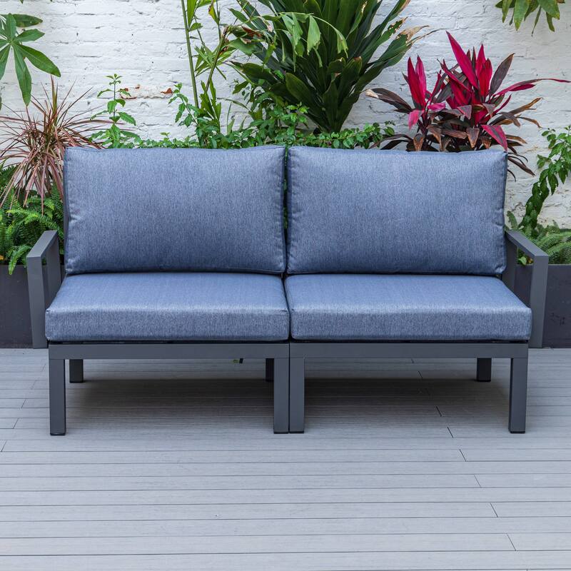 LeisureMod Hamilton Modern 2-Piece Accent Arm Chair with Removable Cushion, 2-Seater Sofa for Home Outdoor Patio Porch Garden