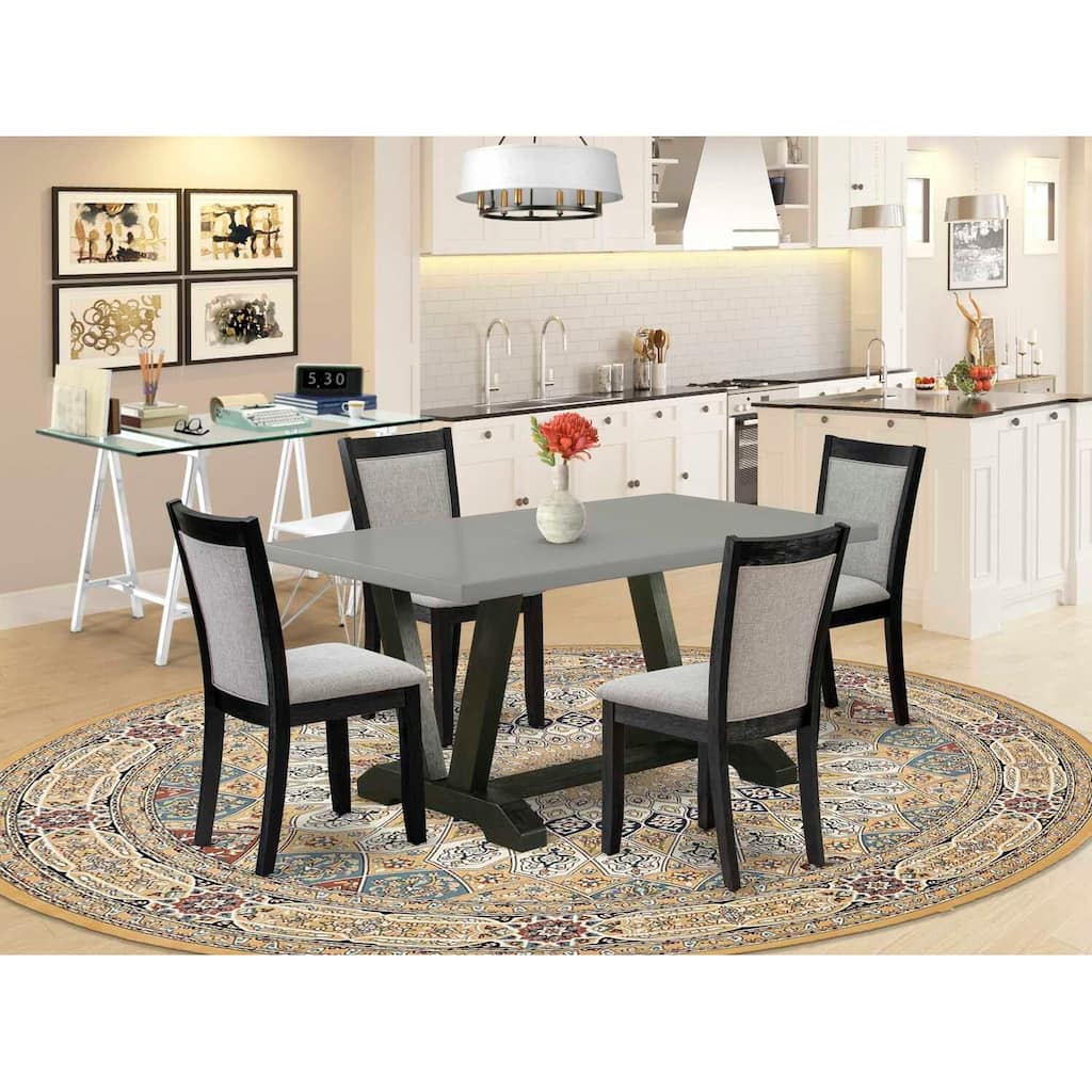 HomeStock 5-Piece Natural Oak Finish Solid Wood Top Dining table with 4 Chairs