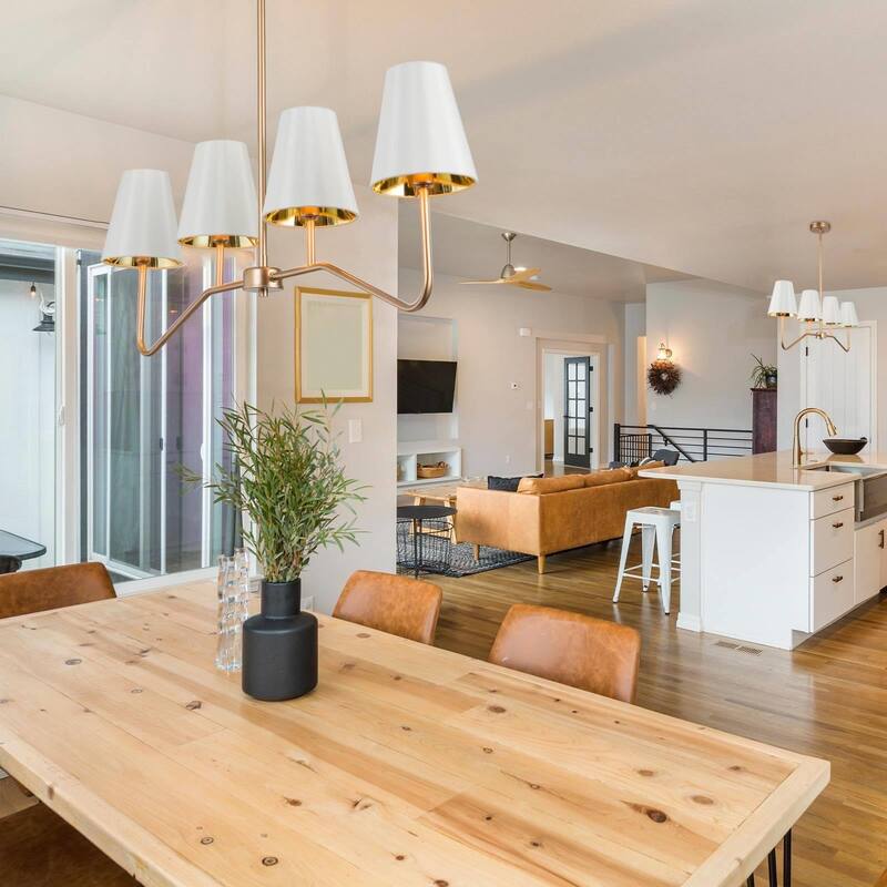 Modern Farmhouse 4-Light Gold Chandelier Fabric Kitchen Island Light