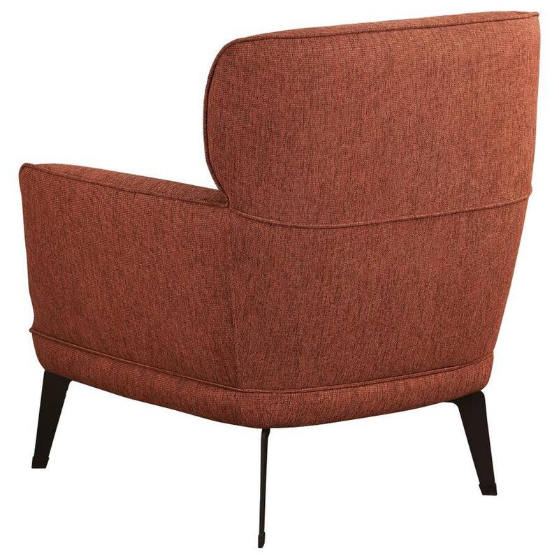 Dup 34 Inch Accent Chair, Cushioned Seat, Rounded Track Arms, Muted Orange