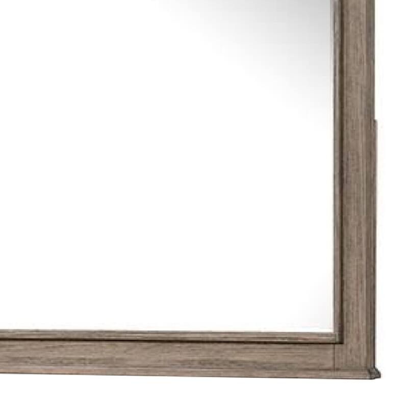 Roi Dresser Mirror, Beveled Glass, Weathered Gray Solid Wood, 38x42