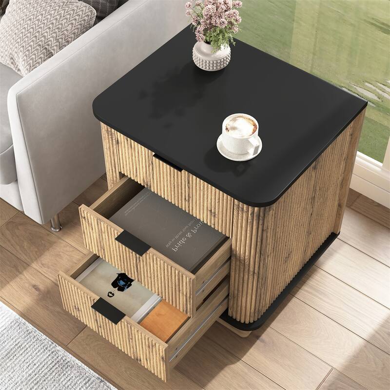 MDF Nightstand with 3 Glides Drawer