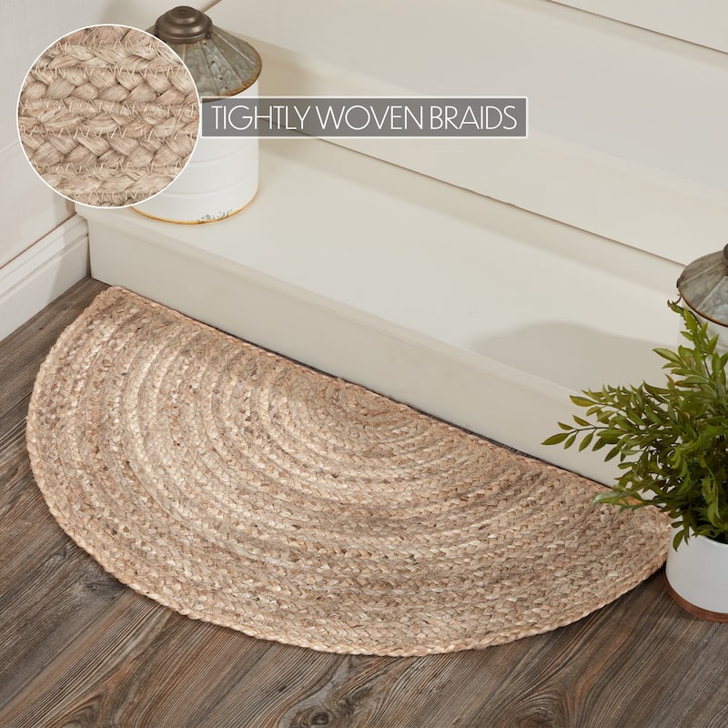 Natural Jute Rug Half Circle w/ Pad 16.5x33 - 16.5" x 33" Half CIrcle