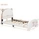 Twin Size PU Leather Upholstered Platform Bed with Bear-Shaped Headboard and Footboard, Suitable for Children & Teenagers,White