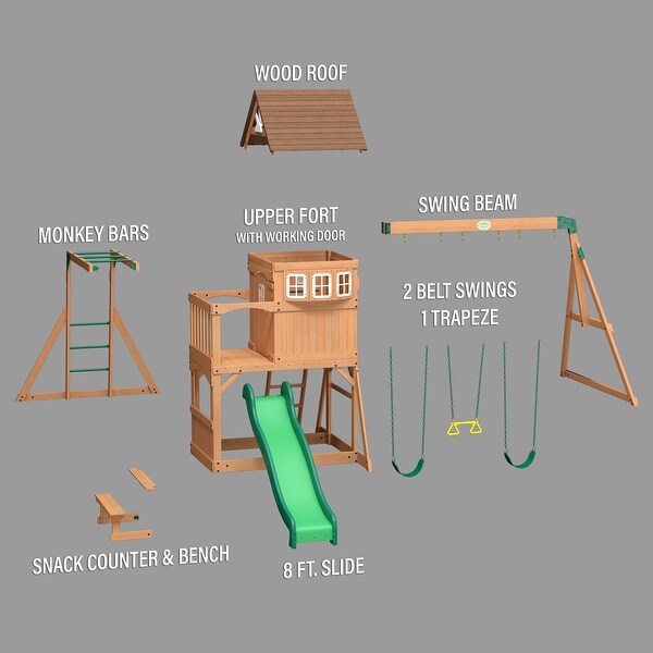 Backyard Discovery Montpelier Cedar Wood Swing Set, Slide