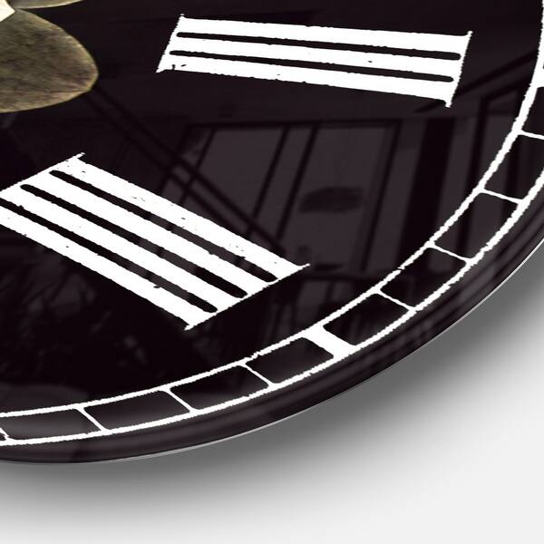 slide 2 of 6, Designart 'Isolated Dahlia Flower in Black' Oversized Floral Wall CLock 16 in. wide x 16 in. high