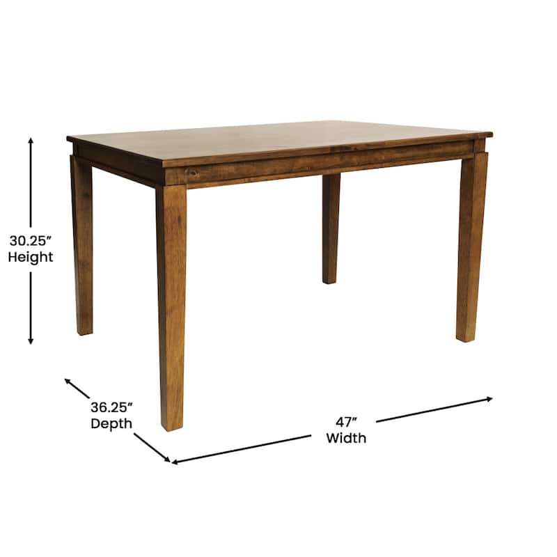 Solid Wood Commercial Grade Dining Table - 47"D x 36.25"W x 30.25"H