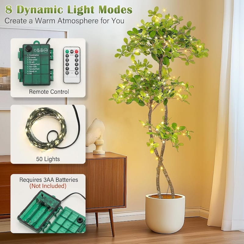 Artificial Olive Tree Plants with LED Lights in Plastic Pot