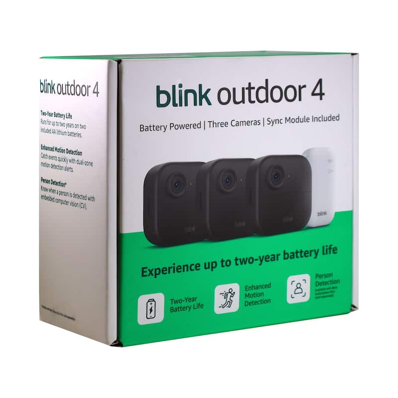 3x Blink Outdoor 4 (newest model) Wireless Smart Security Camera - Sync Module Core Included (3 Cameras) - black