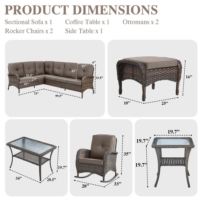 Outdoor Sectional Sofa Rocker Chair Table Ottomans
