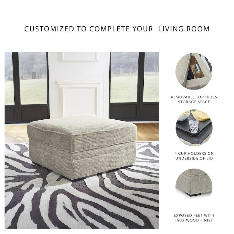 Signature Design by Ashley Calnita Brown/Beige/Gray Ottoman With Storage