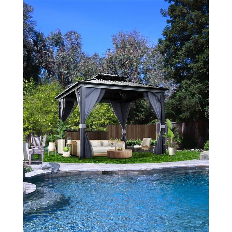 10'x10' Hardtop Gazebo for Patio, Deck, Backyard, Lawn, and Garden - 10X10 Ft - Grey