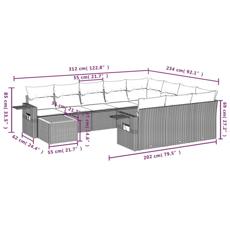 vidaXL Garden Sofa Set with Cushions Outdoor Sofa Set Corner Seat Poly Rattan