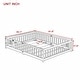 preview thumbnail 8 of 69, Queen Size Floor Bed with Fence, Door, Rubber Wood Frame & Safety Guardrails
