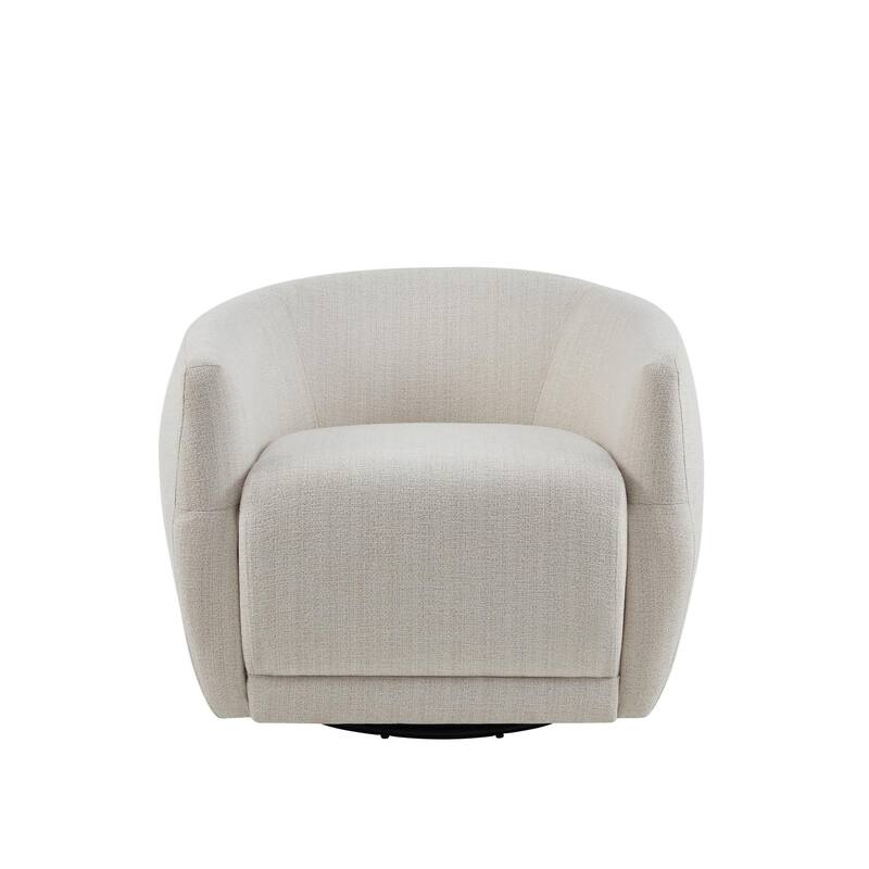 Swivel Barrel Chair with High-Density Cushion - Off White