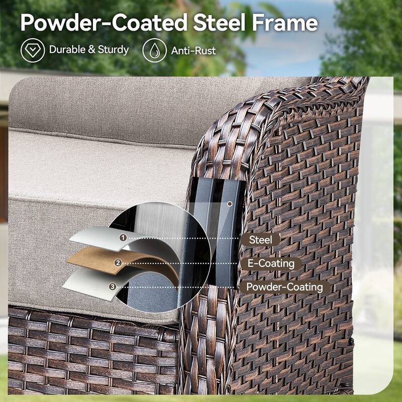 Pocassy 7 Pieces Outdoor 6 Inch Swivel Chair Table with Fire Pit Table