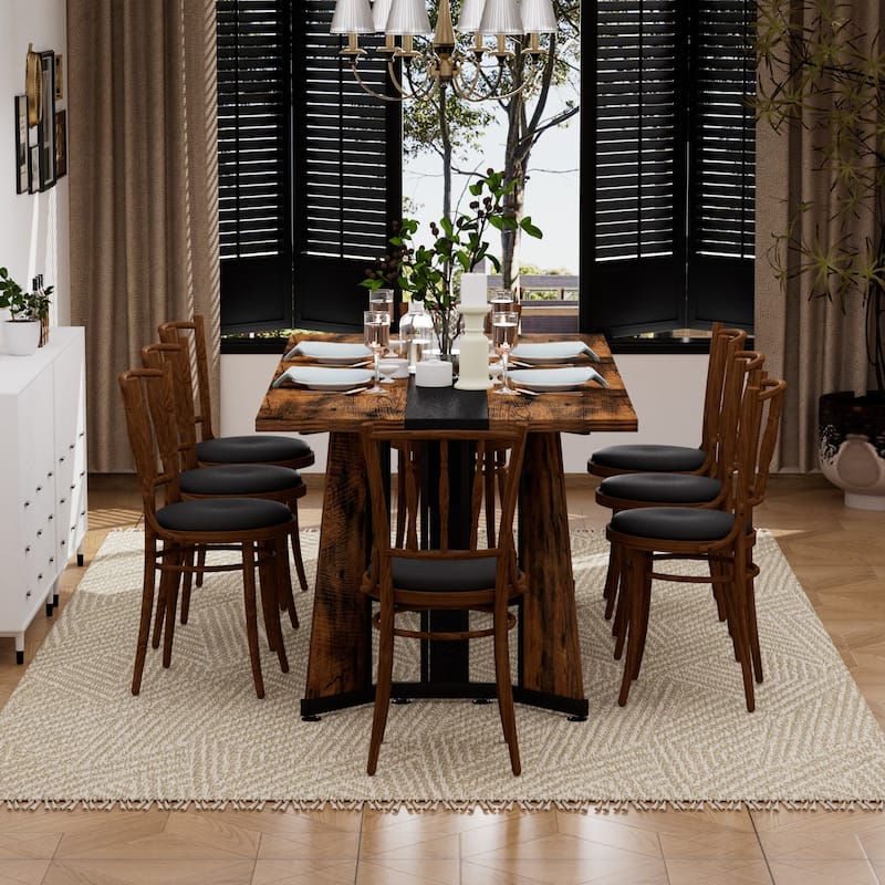 70.9"Rectangular Large Dining Table, Waterproof Large Desk for 8 People, Deluxe Family Dining Table with Adjustable Legs